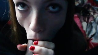 Amateur Redhead blows BBC really deep while parents are gone