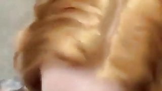 Redhead risky blowjob
