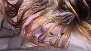 Deepthroat facefucking for a sexy redhead